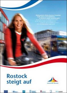 Poster "Rostock steigt auf" “Rostock is getting on its bicycle” © Hanseatic City of Rostock